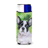Caroline'S Treasures French Bulldog Black White St Patrick'S Decorative Can Hugger, Slim, Multicolor