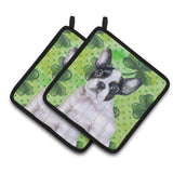 Caroline'S Treasures French Bulldog Black White Decorated Pot Holder, 7.5H X 7.5W, St Patrick'S Day