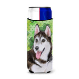 Caroline'S Treasures Siberian Husky #2 St Patrick'S Decorative Can Hugger, Slim, Multicolor