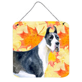Caroline'S Treasures Harlequin Dane Metal Print, 6H X 6W, Fall Leaves