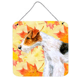 Caroline'S Treasures Fox Terrier Metal Print, 6H X 6W, Fall Leaves