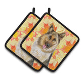 Caroline'S Treasures German Shepherd Decorated Pot Holder, 7.5H X 7.5W, Fall Leaves
