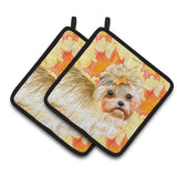 Caroline'S Treasures Morkie Decorated Pot Holder, 7.5H X 7.5W, Fall Leaves