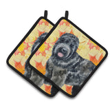 Caroline'S Treasures Black Russian Terrier Decorated Pot Holder, 7.5H X 7.5W, Fall Leaves