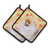 Caroline'S Treasures Pomeranian Decorated Pot Holder, 7.5H X 7.5W, Fall Leaves