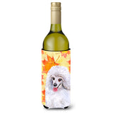 Caroline'S Treasures Medium White Poodle Fall Decorative Bottle Hugger, 750Ml, Multicolor