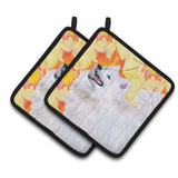 Caroline'S Treasures Samoyed Decorated Pot Holder, 7.5H X 7.5W, Fall Leaves
