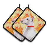 Caroline'S Treasures Bull Terrier Decorated Pot Holder, 7.5H X 7.5W, Fall Leaves
