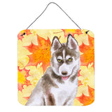 Caroline'S Treasures Siberian Husky Grey Metal Print, 6H X 6W, Fall Leaves