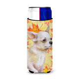 Caroline'S Treasures Chihuahua Leg Up Fall Decorative Can Hugger, Slim, Multicolor
