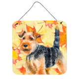 Caroline'S Treasures Welsh Terrier Metal Print, 6H X 6W, Fall Leaves