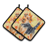 Caroline'S Treasures Welsh Terrier Decorated Pot Holder, 7.5H X 7.5W, Fall Leaves