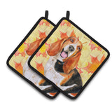 Caroline'S Treasures Basset Hound Decorated Pot Holder, 7.5H X 7.5W, Fall Leaves