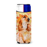 Caroline'S Treasures Cocker Spaniel Fall Decorative Can Hugger, Slim, Multicolor