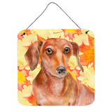 Caroline'S Treasures Red Dachshund Metal Print, 6H X 6W, Fall Leaves