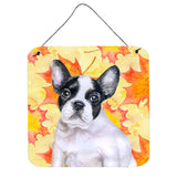Caroline'S Treasures French Bulldog Black White Metal Print, 6H X 6W, Fall Leaves