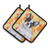 Caroline'S Treasures French Bulldog Black White Decorated Pot Holder, 7.5H X 7.5W, Fall Leaves