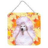 Caroline'S Treasures White Standard Poodle Metal Print, 6H X 6W, Fall Leaves