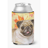 Caroline'S Treasures Fawn Pug Fall Decorative Can Hugger, Multicolor