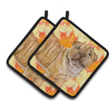 Caroline'S Treasures Shar Pei Puppy Decorated Pot Holder, 7.5H X 7.5W, Fall Leaves