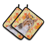 Caroline'S Treasures Yorkshire Terrier #2 Decorated Pot Holder, 7.5H X 7.5W, Fall Leaves