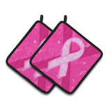 Caroline'S Treasures Breast Cancer Battle Flag Pair Of Pot Holders Bc1001Pthd, 7.5Hx7.5W, Multicolor