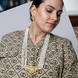 DLN1131 Moissanite Polki Rani haar with pearls ( READY TO SHIP )