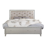 Bd00240Ck - California King Bed W/Storage, Pu & Champagne Finish - Sliverfluff