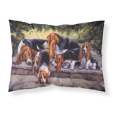 Caroline'S Treasures Basset Hound Puppies, Momma And Daddy Fabric Standard Pillowcase Bdba0276Pillowcase, Multicolor