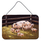 Caroline'S Treasures Pigs Piglets At Dinner Time Wall Or Door Hanging Prints Bdba0296Ds812, 8Hx12W