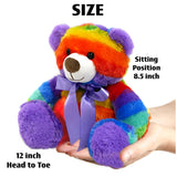 Rainbow Teddy Bear Plush Stuffed Animal Cuddly Soft 12 inch