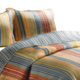 Huascaran 3 Piece Fabric King Size Quilt Set With Channel Stitching, Multicolor