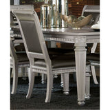 Faux Leather Upholstered Side Chair, Gray And Silver, Set Of 2
