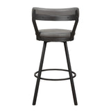 Leatherette Pub Chair With Curved Design Open Backrest, Set Of 2,Light Gray