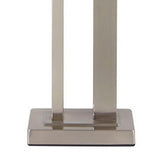 Metal Frame Table Lamp With Hardback Shade, Set Of 2, White And Silver