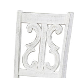 Open Scroll Back Wooden Side Chair With Padded Seat, Set Of 2, White