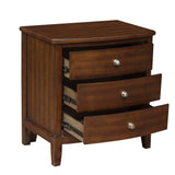 Wooden Nightstand With 3 Spacious Drawers And Knobs, Brown