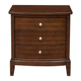 Wooden Nightstand With 3 Spacious Drawers And Knobs, Brown
