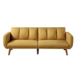 Adjustable Upholstered Sofa With Track Armrests And Angled Legs, Yellow
