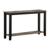 Wooden Console Table With One Open Shelf, Black And Gray