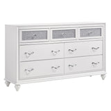 Dresser With 7 Drawers And Glitter Acrylic Front, White
