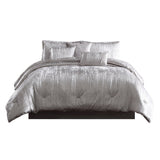6 Piece Twin Comforter Set With Shimmering Appeal, Silver
