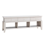 60 Inch Modern Tv Media Entertainment Console, 3 Drawers, Wood, White, Oak