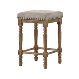 24 Inch Classic Wood Counter Height Stool, Upholstered, Set Of 2, Gray
