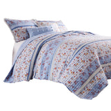 Joa 2 Piece Microfiber Twin Quilt Set, Floral Print, Lace Trim, Multicolor