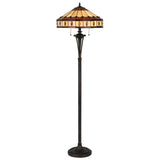 Xia 61 Inch Tiffany Style Vintage Floor Lamp, Glass Shade, Antique Bronze