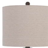 31 Inch Accent Table Lamp, Resin Turned Base, Set Of 2, Beige, Gray