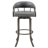 Blake 30 Inch Modern Vegan Faux Leather Bar Stool, Swivel, Metal Legs, Gray