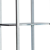 79 Inch Bookcase, Metal Frame, Tempered Glass Shelves, Polished, Silver