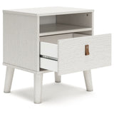 Luna 22 Inch Wood Nightstand, 1 Drawer, Faux Leather Knobs, White Finish